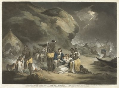 African Hospitality, pub.1791 (gravura colorida à mão) de George after Morland