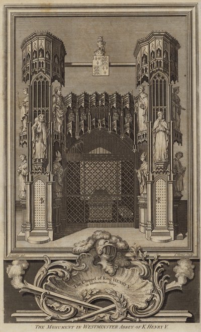 Monumento em Westminster Abbey of King Henry V de George after Vertue