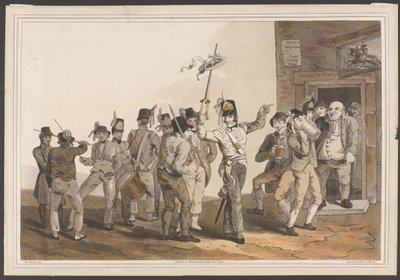 Um Sargento Recrutador do 33º Regimento do Pé, 1814 (aquatinta colorida) de George after Walker