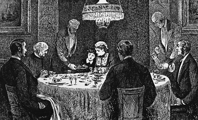 Uma família de classe alta na mesa de George du Maurier