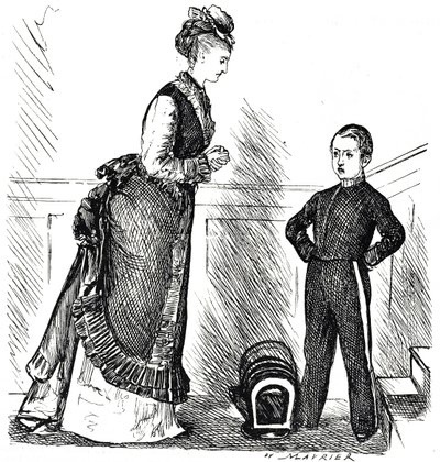 Desenho animado retratando uma criança insolente desobedecendo a sua mãe de George du Maurier