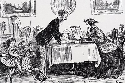 Em 1865 Elizabeth Garrett Anderson foi licenciada para exercer medicina como a primeira mulher médica de George du Maurier