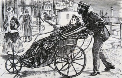 Patrick, a empurrar a cadeira de banho da senhora de George du Maurier