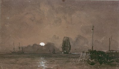 Porto de Sunderland: Luar, século XIX de George the Elder Chambers