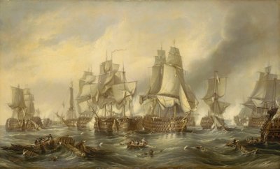 A Batalha de Trafalgar, 21 de outubro de 1805, c.1836 (óleo sobre tela) de George the Elder Chambers