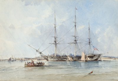 A fragata Blackwall Seringapatam ancorada perto do Forte de Tilbury de George the Elder Chambers
