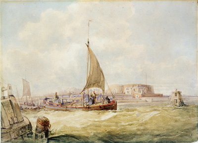 The Old Harbour, Hull (caneta, lápis, sépia e aguarela sobre papel) de George the Elder Chambers