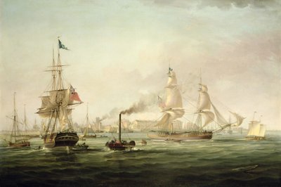 Vista do porto de Hull com o Spartan (óleo sobre tela) de George the Elder Chambers