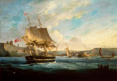 Whaler Phoenix entrando em Whitby Harbor (óleo sobre tela) de George the Elder Chambers