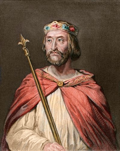 Retrato de Carlos III chamado o Simples (879-929) Rei dos Francos - CHARLES III (879-929) - Carlos o Simples - Rei da França, 893-923 - gravura após Georges Rouget (1783-1869) de Georges (after) Rouget