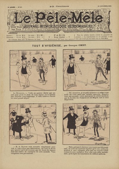 Todos shygienise. Ilustração para o Pelé-Mele, 1902 de Georges Antonin Henri Mory