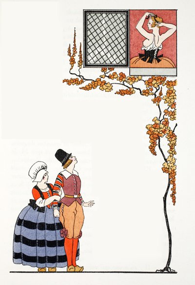 Admiração de longe (impressão pochoir) de Georges Barbier