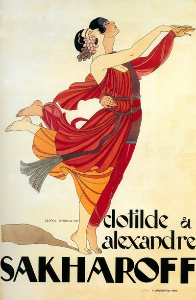 Dancers Clotilde e Alexandre Sakharoff 1921 (cartaz) de Georges Barbier