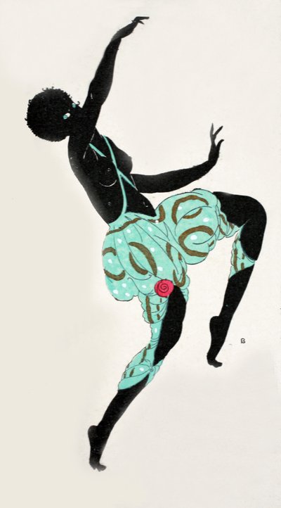 Rapariga dançarina (impressão pochoir) de Georges Barbier