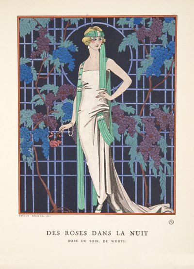 Des Roses dans la Nuit, de uma Colecção de Pratos de Moda de Georges Barbier