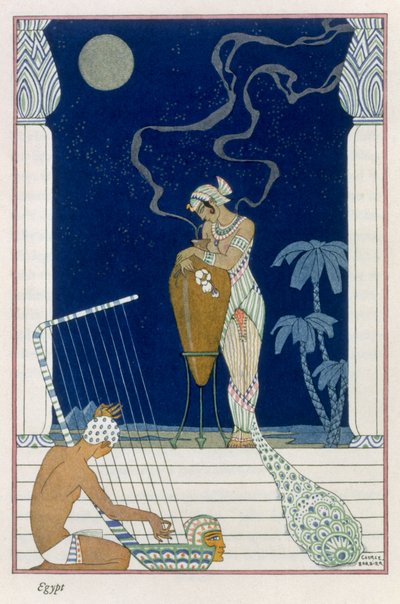 Egipto, de "A Arte do Perfume", pub. 1912 (pochoir print) de Georges Barbier