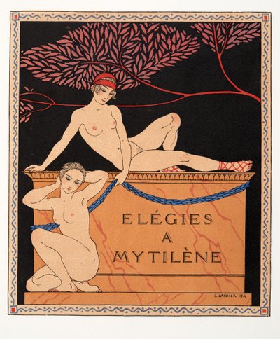 Elegies a Mytilene, ilustração de Les Chansons de Bilitis, de Pierre Louys, pub. 1922 (pochoir print) de Georges Barbier