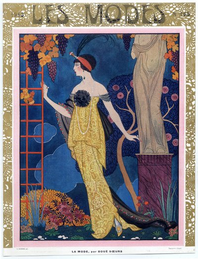 Capa frontal de Les Modes; 1913; bar. 1913 (gravura colorida) de Georges Barbier