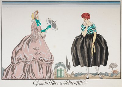 Grand-Mère et Petite fille. Uma mulher mais velha e uma jovem. de Georges Barbier