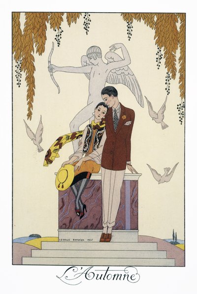 Outono, litografia de George Barbier (1882-1932), de Falbalas et Fanfreluches, Almanach des Modes Presentes, Passees et Futures de Georges Barbier