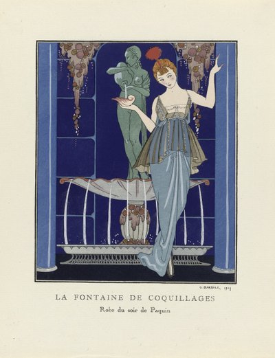 A Fonte das Conchas, pub. 1914 (impressão em estêncil) de Georges Barbier