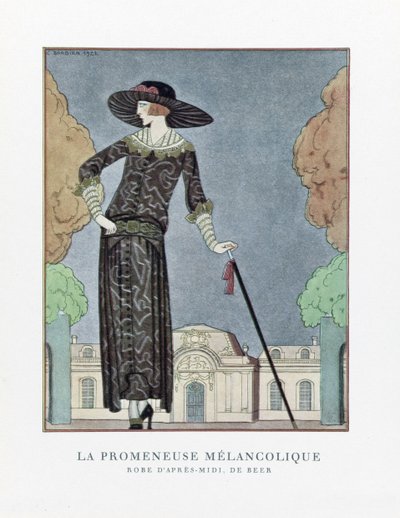 O Caminhante Melancólico, pub. 1922 (impressão a estêncil) de Georges Barbier