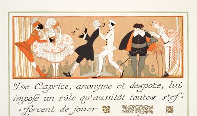 Le Caprice, de Personages de Comedie, pub. 1922 (pochoir print) de Georges Barbier