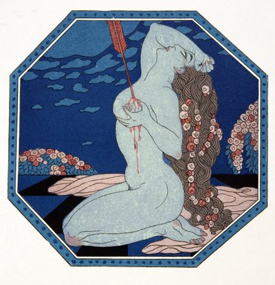 Le Deramantnier, ilustração de Les Chansons de Bilitis, de Pierre Louys, pub. 1922 (impressão a estêncil) de Georges Barbier