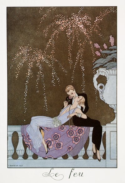 Le Feu, litografia de George Barbier (1882-1932), de Falbalas et Fanfreluches, Almanach des Modes Presentes, Passees et Futures de Georges Barbier