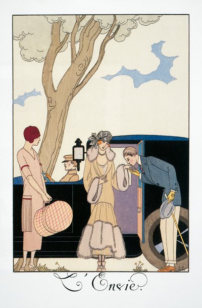 Inveja, de George Barbier (1882-1932), de Falbalas et Fanfreluches, Almanaque 1925. França, século XX de Georges Barbier