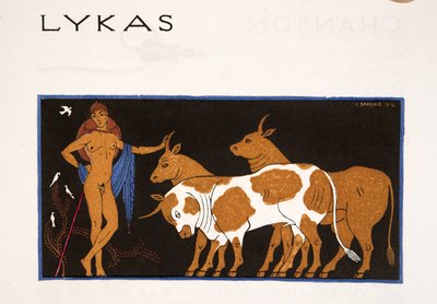 Lykas, ilustração de Les Chansons de Bilitis, de Pierre Louys, pub. 1922 (impressão a estêncil) de Georges Barbier