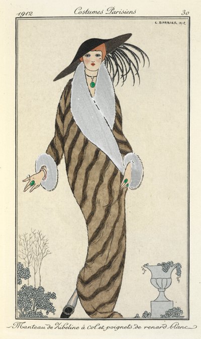 "Casaco Libeline com gola e punhos de raposa branca." de Georges Barbier