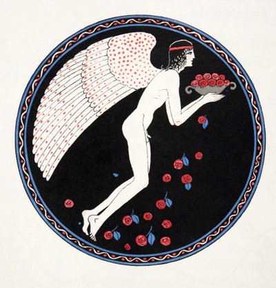 Roses in the Night, ilustração de Les Chansons de Bilitis, de Pierre Louys, pub. 1922 (impressão a estêncil) de Georges Barbier