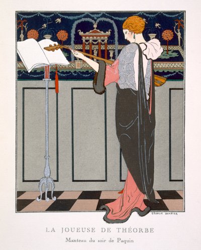The Theorbo Player, design para um casaco de noite por Paquin de Georges Barbier