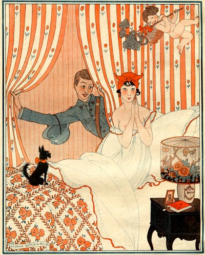 O retorno não planejado… Ou o despertador - ilustração de la Vie Parisienne de Georges Barbier