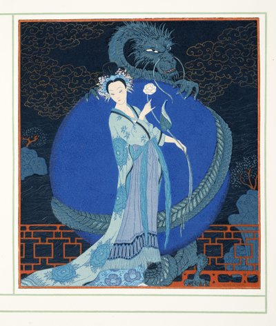 Turandot Princess of China, de Personages de Comedie, pub. 1922 (impressão em estêncil) de Georges Barbier