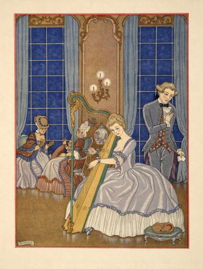 Valmont seduzindo sua vítima, ilustração de 