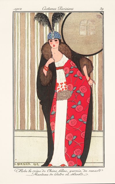 Placa de moda feminina do Journal des Dames et des Modes de Georges Barbier