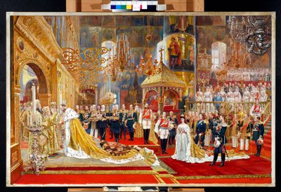Coroação do czar Alexandre III da Rússia (1845-1894) e da imperatriz Maria Feodorovna (Dagmar da Dinamarca) (1847-1928) - Obra de Georges Becker (1845-1909) de Georges Becker