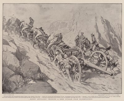 Artilharia a cavalo cruzando um Nullah profundo perto de Bloemfontein de Georges Bertin Scott