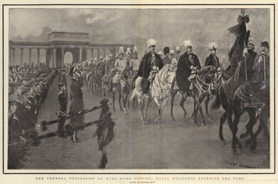 A Procissão Funeral no Hyde Park Corner, Royal Mourners entrar no Parque de Georges Bertin Scott