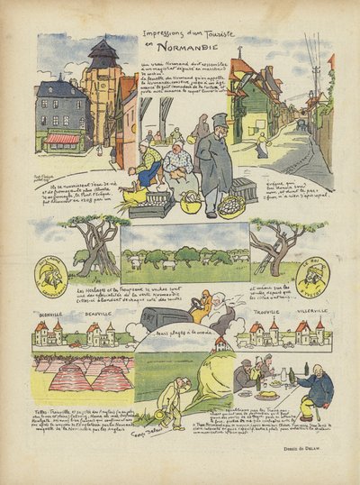 Impressões de um turista na Normandia. Ilustração para Le Rire de Georges Delaw