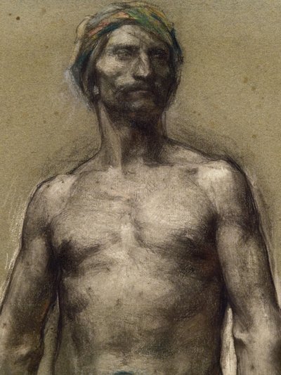 Estudo do homem nu no turbante (detalhe) (cerca de 1888). George Desvallieres (1861-1950). Pastel sobre laminados de haste de papel sobre papelão. Musee des Beaux-Arts de la Ville de Paris, PeuPalais. de Georges Desvallieres
