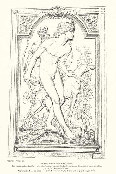 Actaeon, herói da mitologia grega, camafeu do escultor francês Emile Soldi de Georges Ernest Profit
