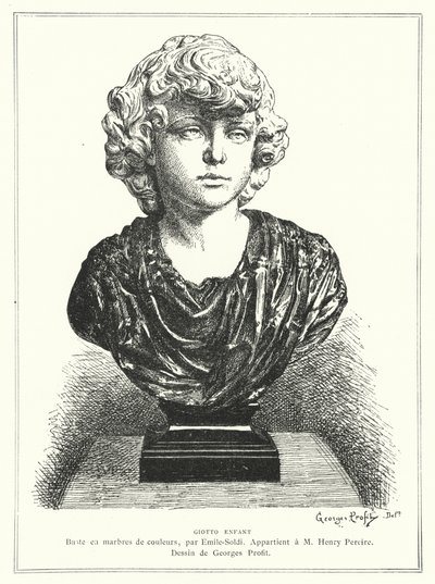 Busto do arquiteto e pintor italiano Giotto quando criança, pelo escultor francês Emile Soldi de Georges Ernest Profit