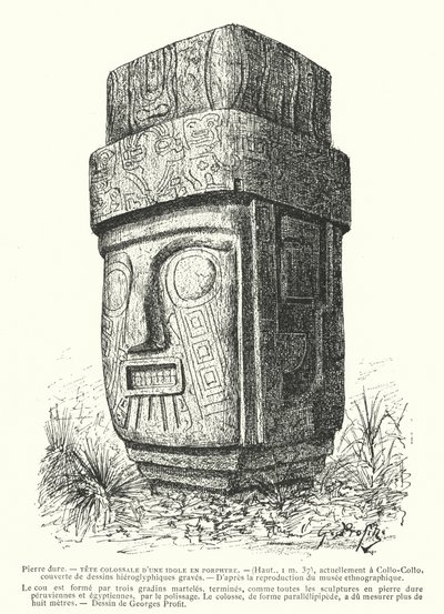 Pórfiro talhado colossal Ídolo inca (gravura) de Georges Ernest Profit