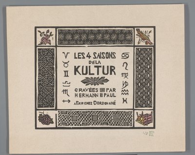 Capa para quatro estampas de horrores da Primeira Guerra Mundial
Les 4 saisons dela kultur (título da série sobre o objecto) de Georges Hermann Rene Paul