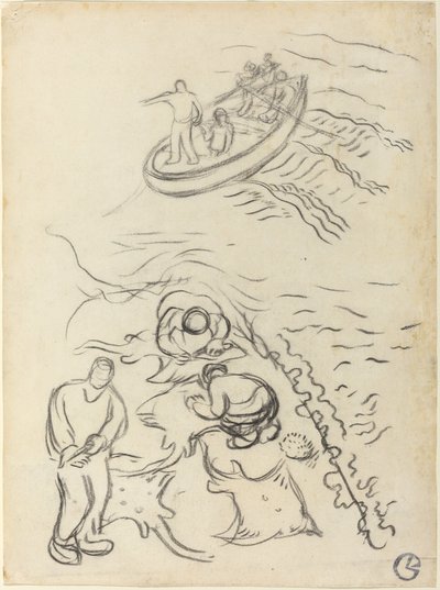 Estudo para "Os Pescadores" com Homens Esvaziando as Redes de Georges Lacombe