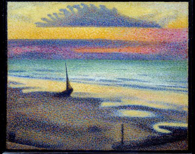 Praia em Heist (Knokke-Heist ou Knokke-Heist, Bélgica). Pintando Georges Lemmen (1865-1916) Ec. Bel. de Georges Lemmen