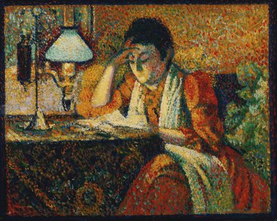 The Reader par Lemmen, Georges (1865-1916). Óleo sobre madeira, tamanho : 30,5x38,7, c. 1888, Colecção Privada de Georges Lemmen